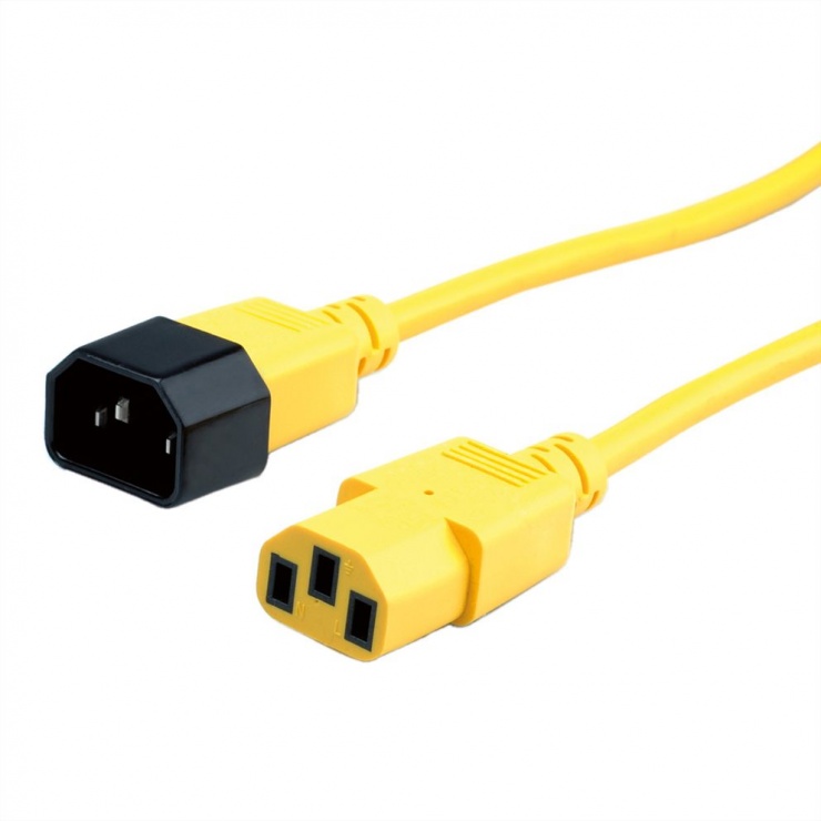Imagine Cablu prelungitor alimentare IEC 320 C14 - C13 Galben 0.8m, Roline 19.08.1526